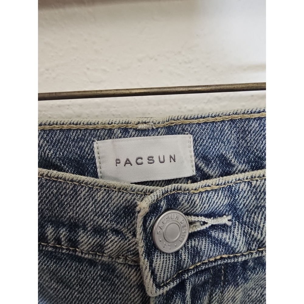 Pacsun Jordyn Low Rise Straight Denim Jeans Womens Size 28 Blue Distressed - Picture 3 of 12
